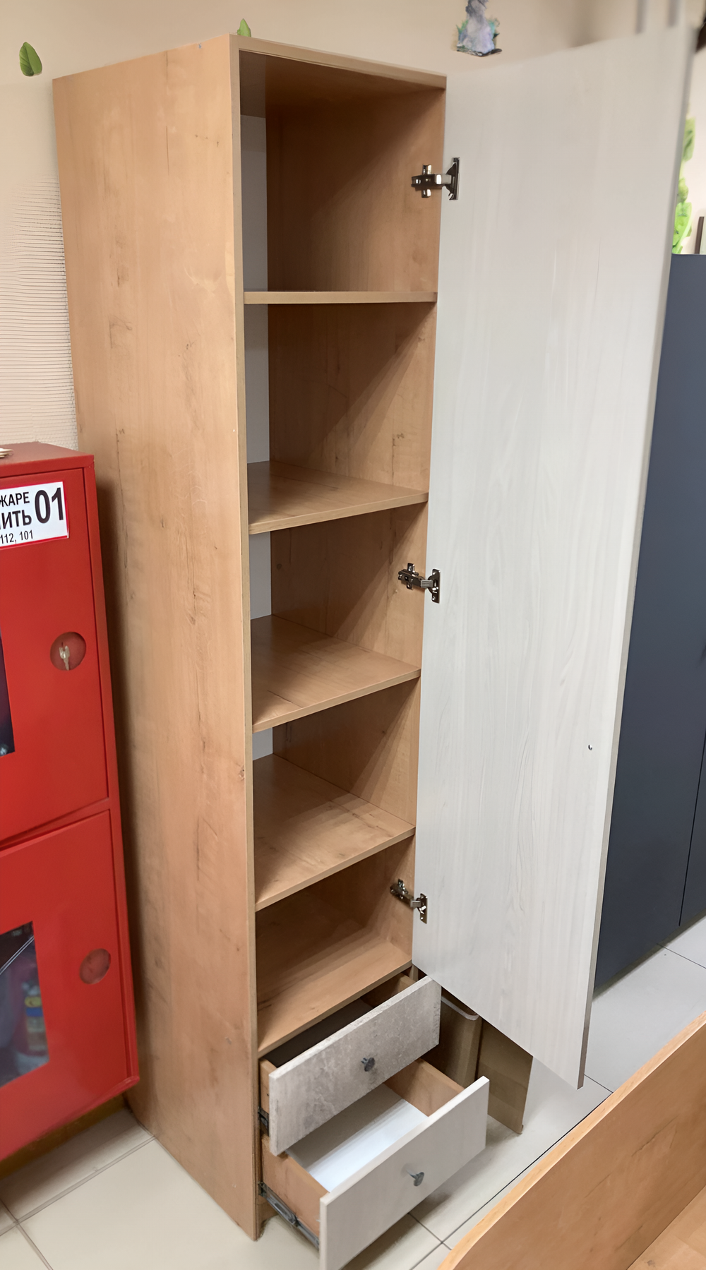 Пенал с дверкой Ассоль Дуб бунратти/анкор белый/дельмар