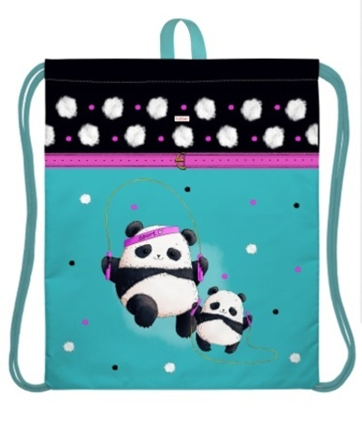 Мешок для сменной обуви, Hatber, Плюшевые панды, 410х490 мм, с петлей, с рисунком, полиэстер, 1, в п