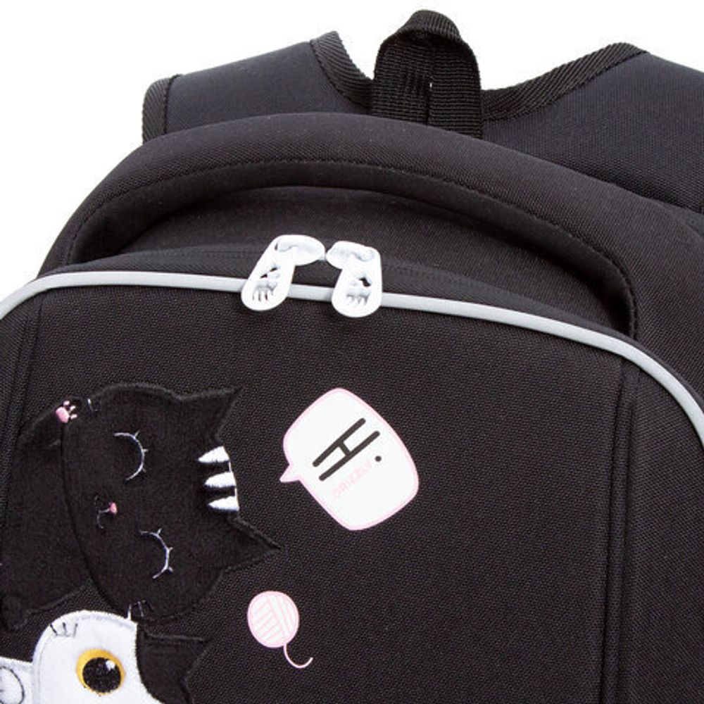 Ранец GRIZZLY анатомическая спинка, с брелоком, для девочек, "HELLO", 36х29х18 см, RAf-292-2/2