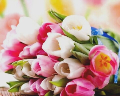 Алмаз.мозаика 38*28см (сверкающ) Букет тюльпанов