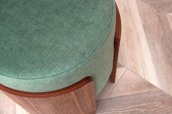 Пуф Lagom (зелено-голубой FiberGuard, орех)