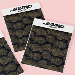 Ткань атлас шишки в стиле паутинка