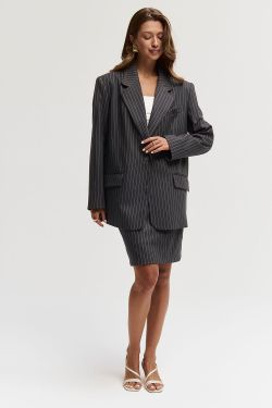 Пиджак свободный в полоску темно-серого цвета