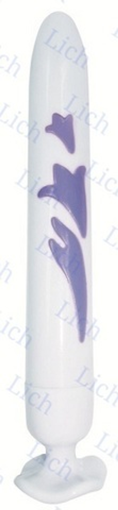 Белый вибратор с голубыми цветами