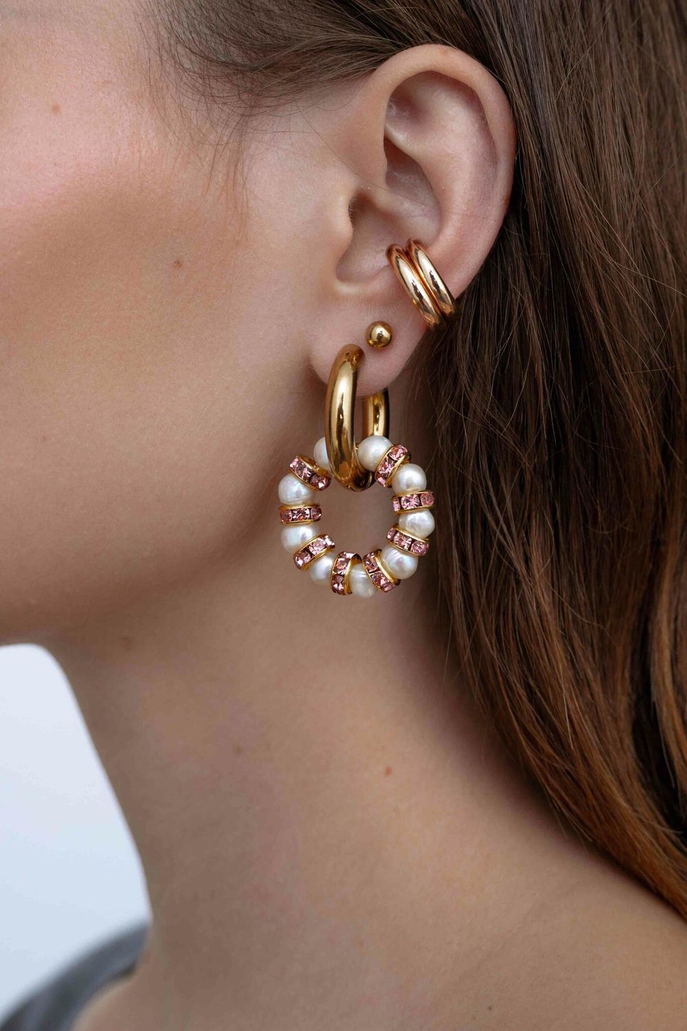 Подвеска Кольцо из жемчуга с инкрустированным разделителем