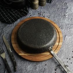 Сковорода для подачи 22 см h3 см круглая " " углерод. сталь ИНДУКЦИЯ P.L.