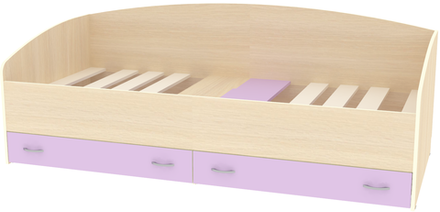 Кровать с выкатными ящиками КарИВи Кадет  Дуб Молочный Ирис