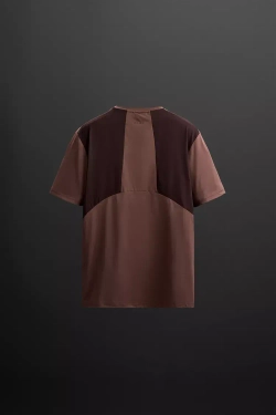 ZARA ФУТБОЛКА В СТИЛЕ КОЛОР-БЛОК, БУРГУНДИ