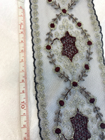 кружево на сетке вышивка шелк/хлопок (Франция) ш-7,5 см цена за 1м