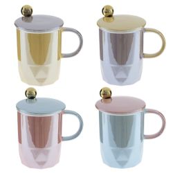 GAEM Кружка с крышкой и ложкой, 360 мл, L12 W9 H13 см, 4в.