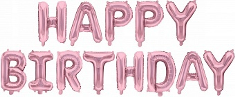 Набор шаров-букв из фольги (16''/41 см) Мини-Надпись "Happy Birthday" Розовый
