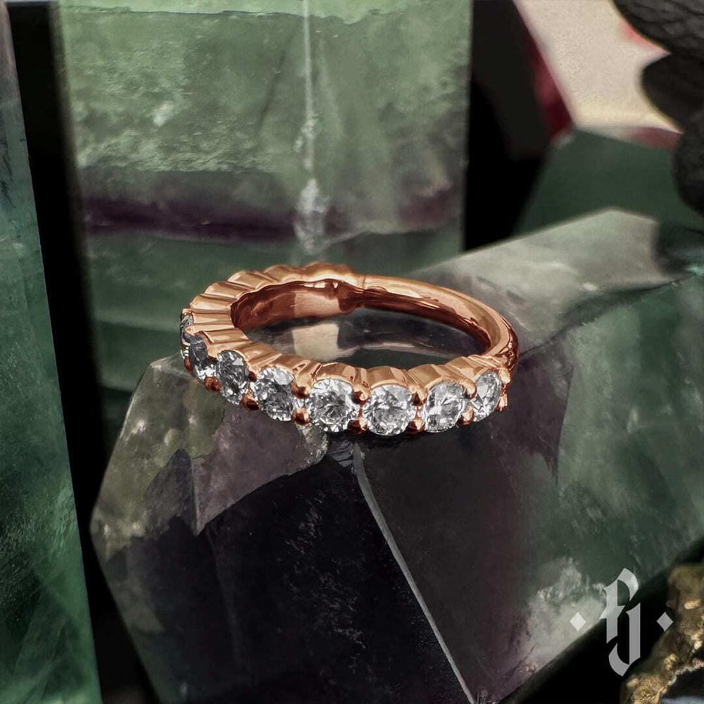 Кликер "Shine" с камнями 1.5мм - Розовое золото - White CZ