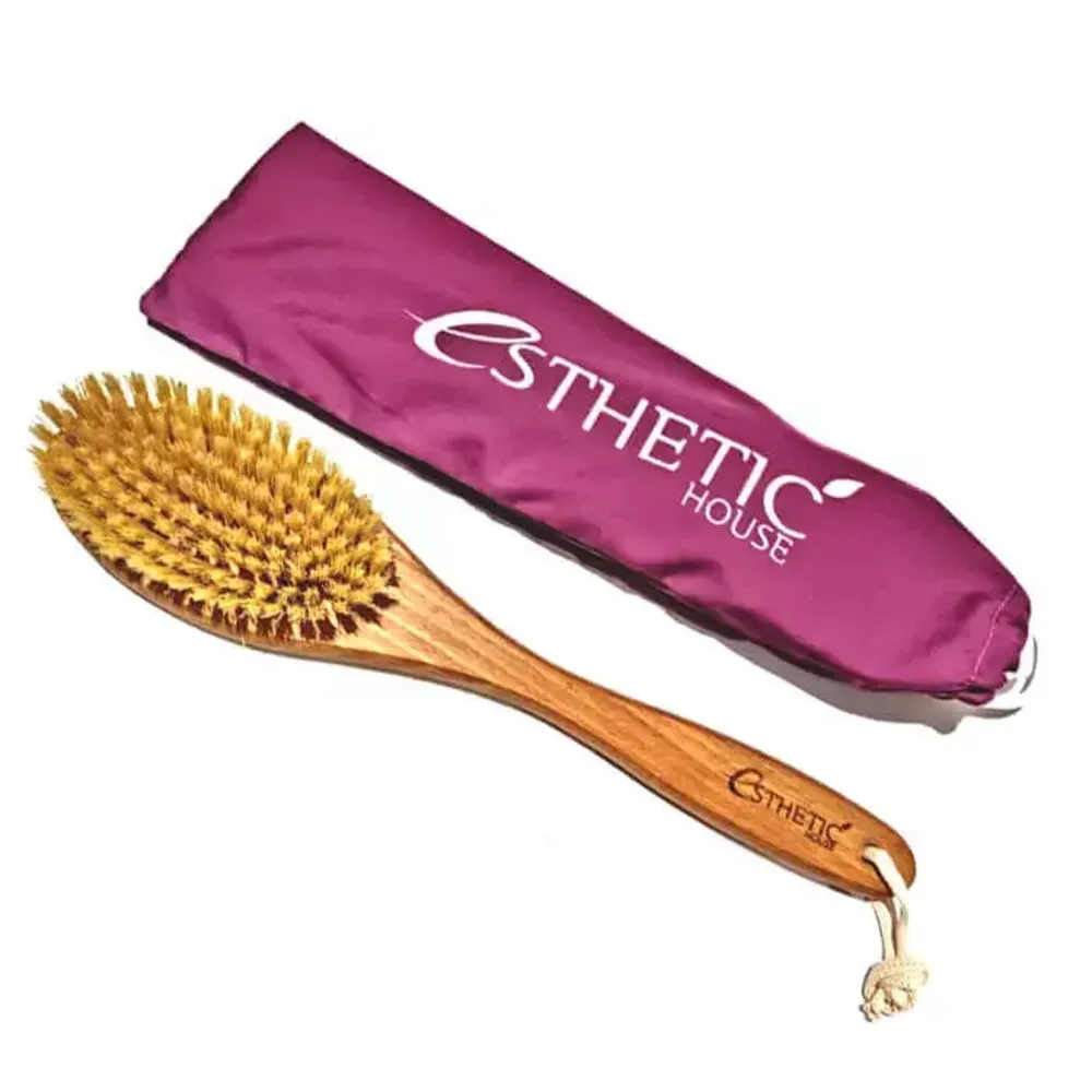 Дренажная щётка для сухого массажа из бука и натуральной щетины Esthetic House Dry Massage Brush