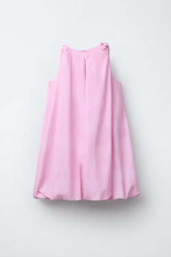 ZARA ЛЬНЯНОЕ ПЛАТЬЕ С ПРИНТОМ, ПАСТЕЛЬНО-РОЗОВЫЙ