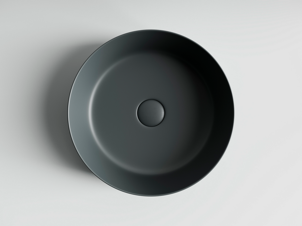 Умывальник чаша накладная круглая (цвет Темный Антрацит Матовый) Element 390x390x120мм