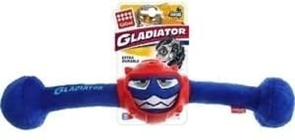 GiGwi 75442 Игрушка д/собак &quot;GLADIATOR&quot; Гладиатор в резиновом шлеме- гантеля с пищалкой (синий)