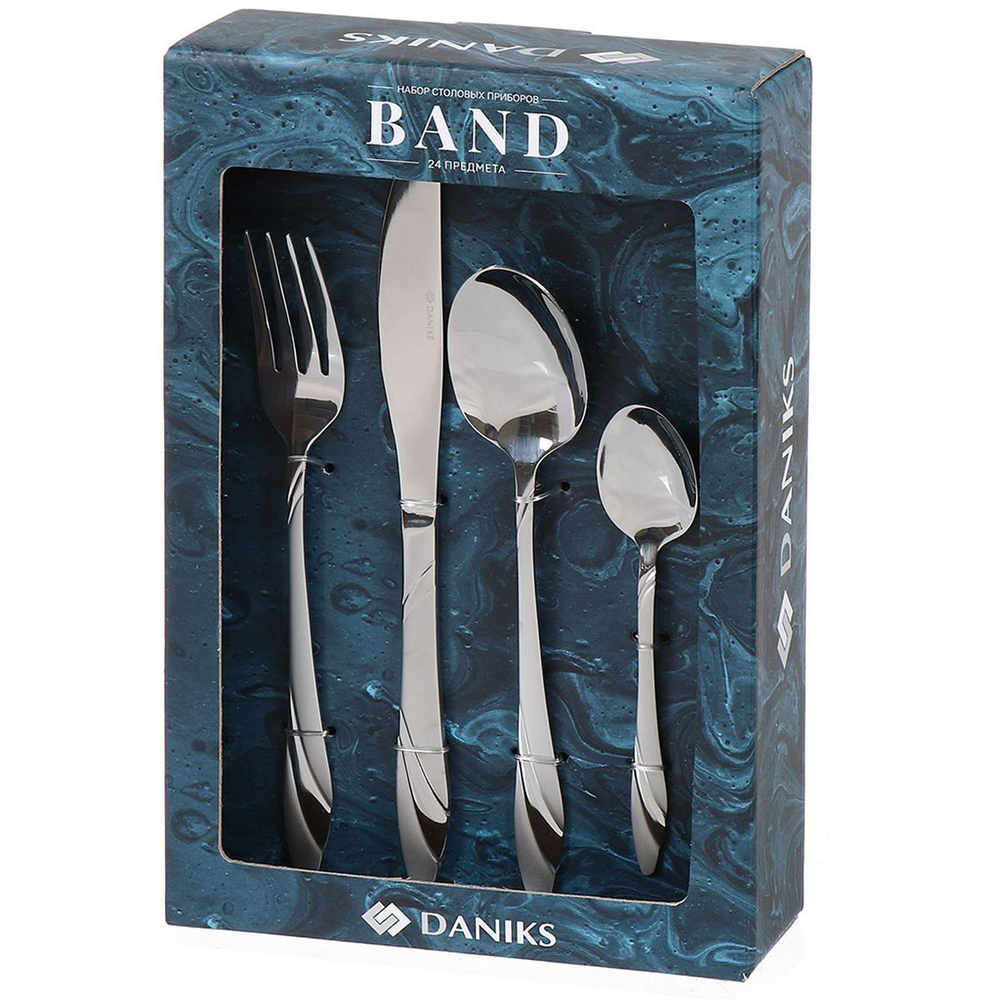 Набор столовых приборов нерж сталь, 24 пр, столовый, подар уп, Daniks, Band