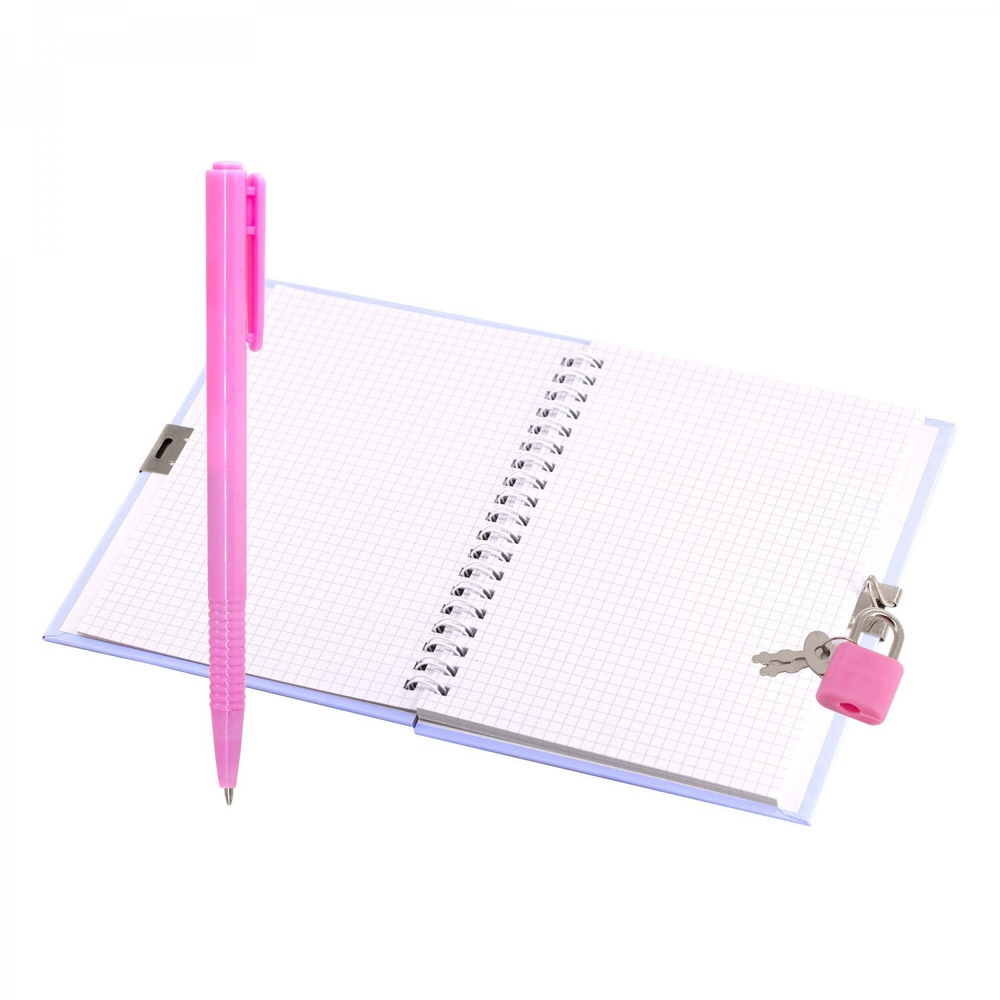 Блокнот в футляре, 17,5 см * 19,5 см, гребень, Alingar, ламин, эффект 3D, ручка, замочек, клетка, 46 л., "Кот-пухляш", сиреневый