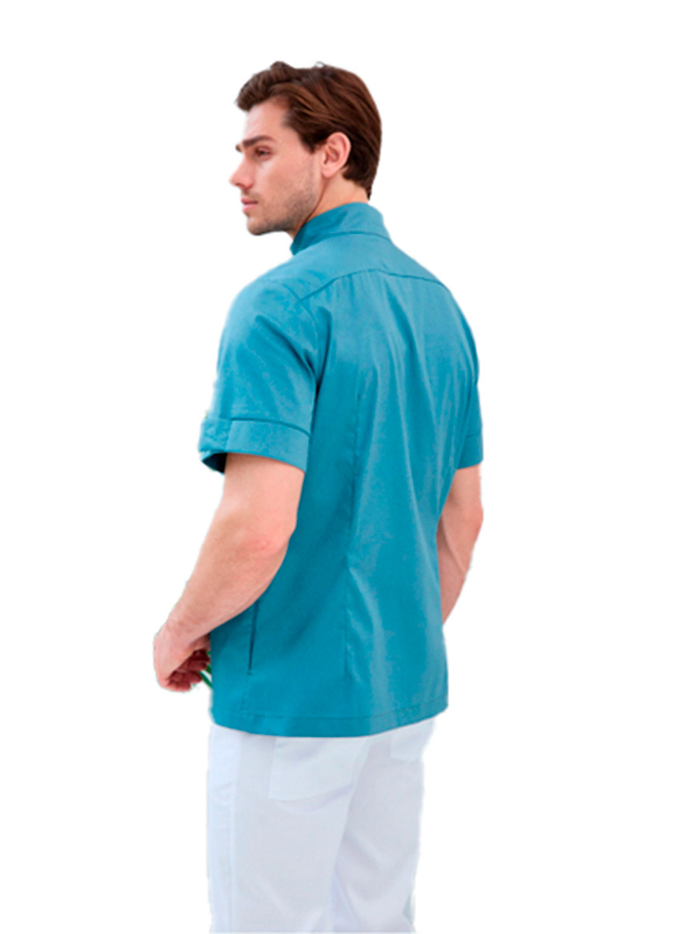 Рубашка медицинская мужская Dr. Nice DRN733 со стойкой, с коротким рукавом, голубой, 56
