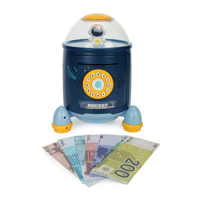 Копилка "Ракета" звук/свет, засасывает купюры, синий 7609804