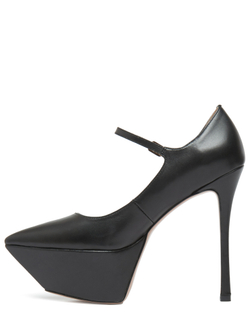 Женские кожаные туфли черные на платформе