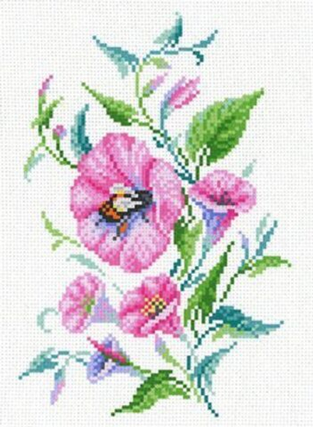 Рисунок-схема на канве для вышивания крестом "Нежный вьюнок", 30 х 21 см / 21 х 14 см (Россия)