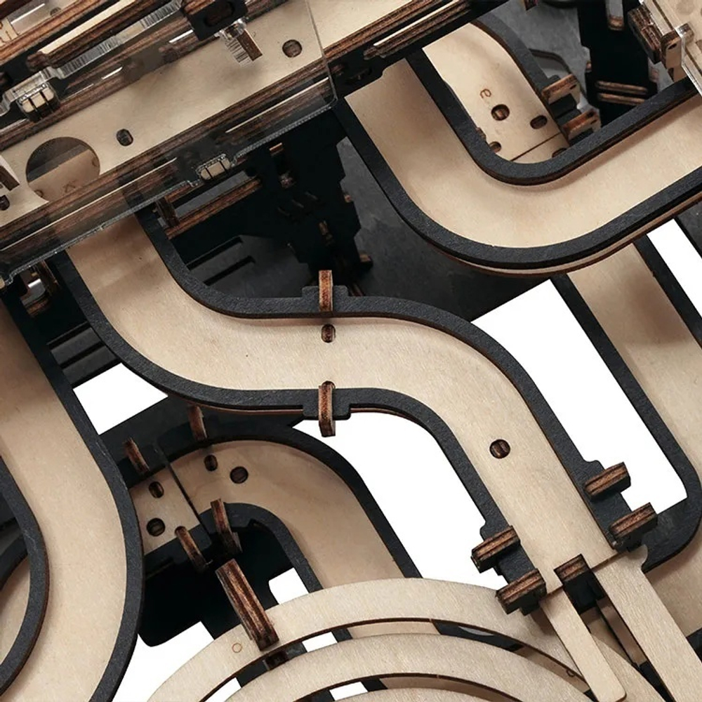 Марбл-трасса ночной город LGA01 от ROKR - Деревянный конструктор, сборная механическая модель, 3D пазл, трасса для шариков