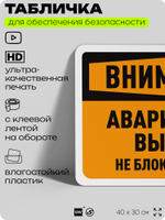 Табличка для обеспечения безопасности "Внимание, аварийный выход, не блокировать", для офиса, по охране труда для предприятия, организаций, 40х30 см, Silver Plane x Айдентика Технолоджи