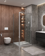 Душевой уголок Cezares MOLVENO-AHF-31-100/90-C-CR-IV, 100х90х195, профиль хром, стекло прозрачное