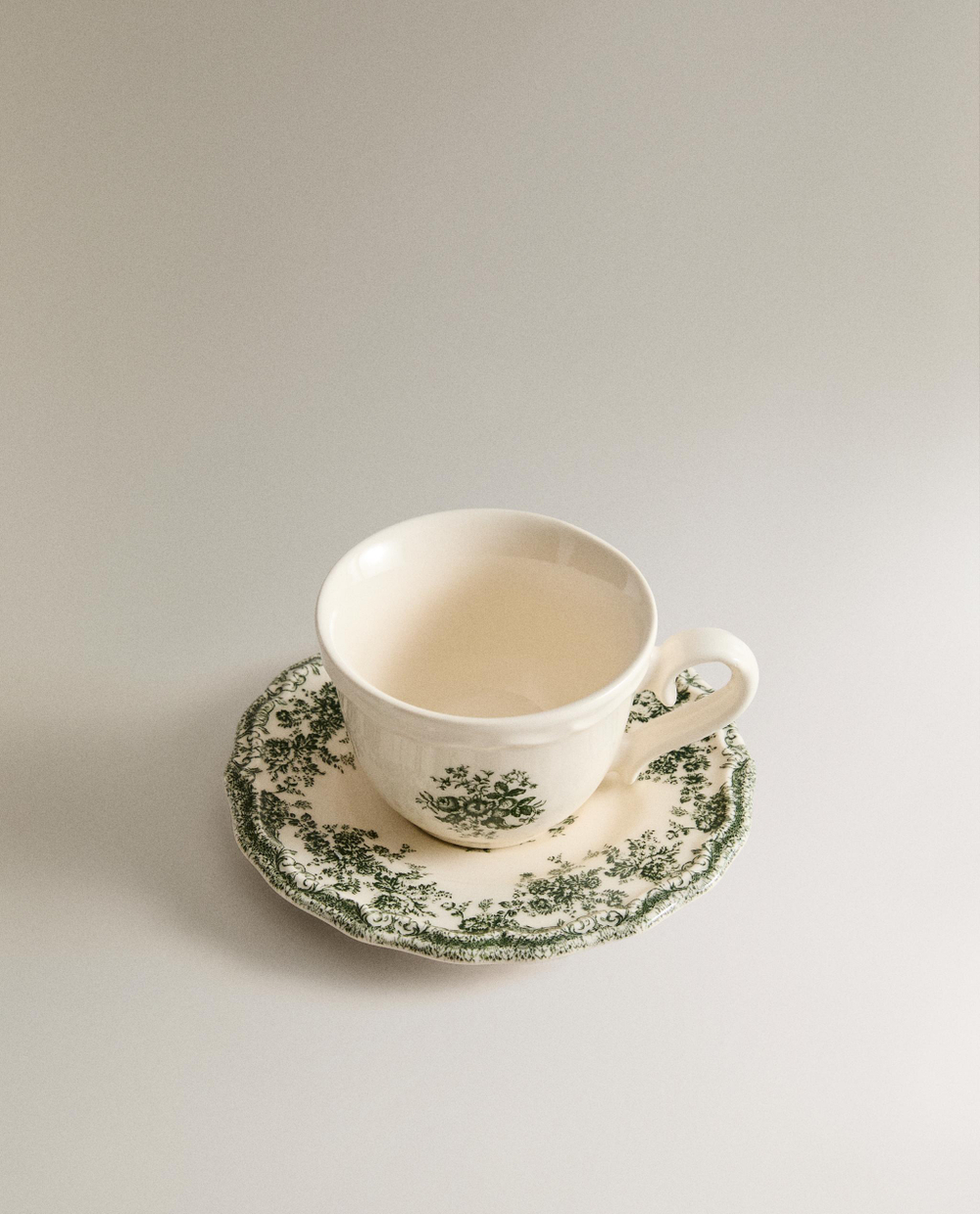 Zara Home чайная пара из фаянса, цвет тёмно-зелёный, 7.5 см