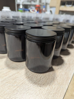 Коричневые банки 270 мл с матовыми черными крышками, 20 шт