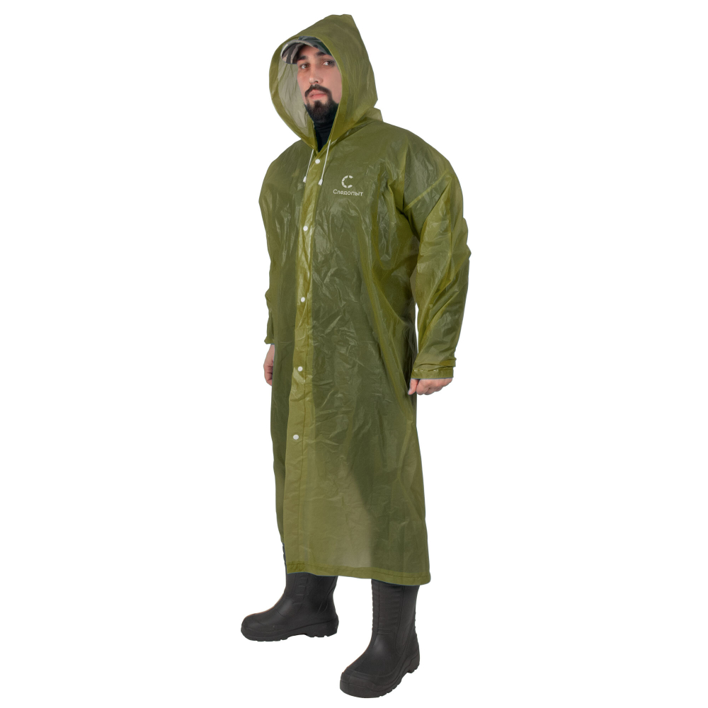 Плащ-дождевик Следопыт, EVA, на кнопках, с капюшоном, цв. army green