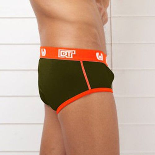 Мужские трусы хипсы хаки с оранжевым поясом GMW Brown Hip Boxer