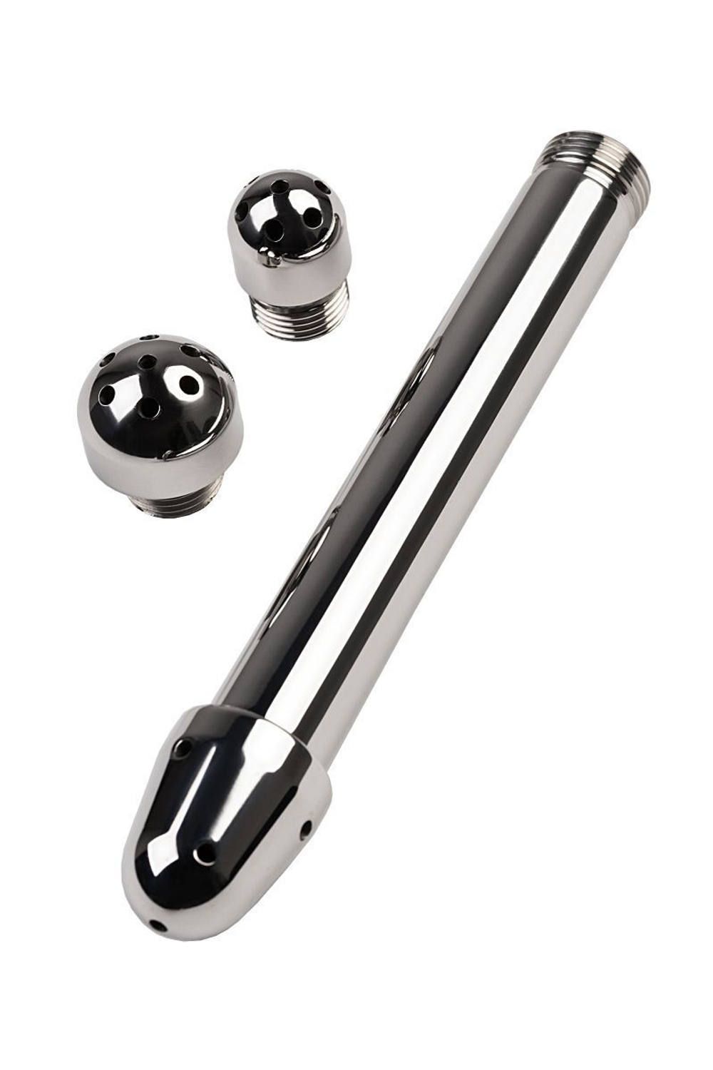 Анальный душ с тремя насадками (Цвет: серебристый)