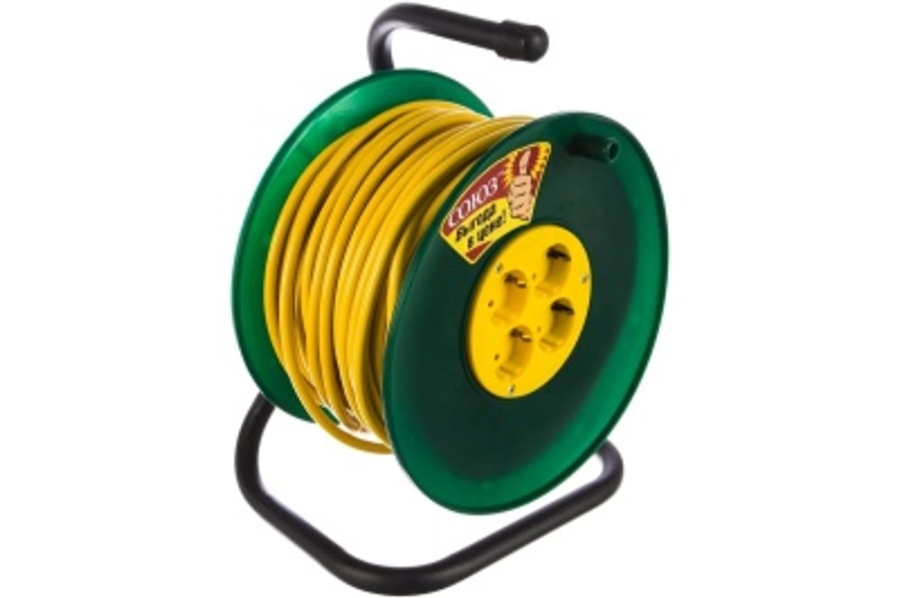 Удлинитель силовой на катушке 50м 4 гнезда 4000Вт сечение провода 2*2,5 Союз