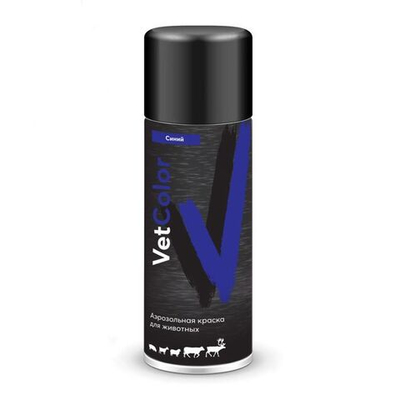 Аэрозольная краска для животных VetColor, цвет синий, 500 мл
