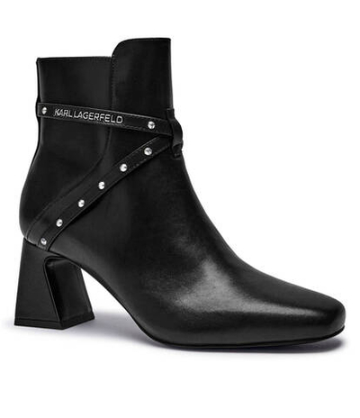 Кожаные ботильоны на каблуке BEATA Karl Lagerfeld - черный(KL31454)