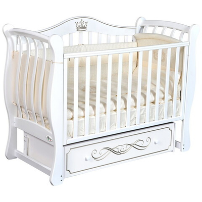 Детская кроватка Oliver Daniella Elegance с универсальным маятником и ящиком Белый