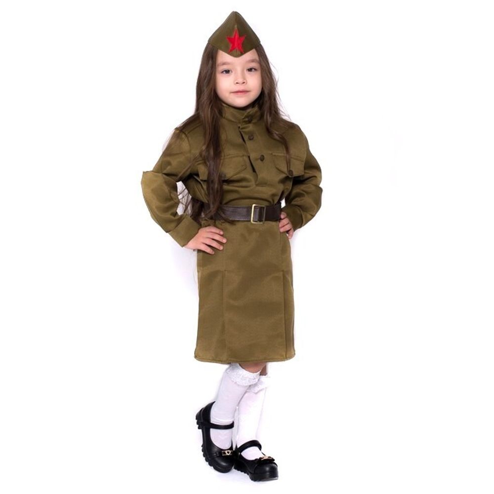 Костюм ВОВ Солдаточка (гимнастерка,юбка,пилотка,ремень)
