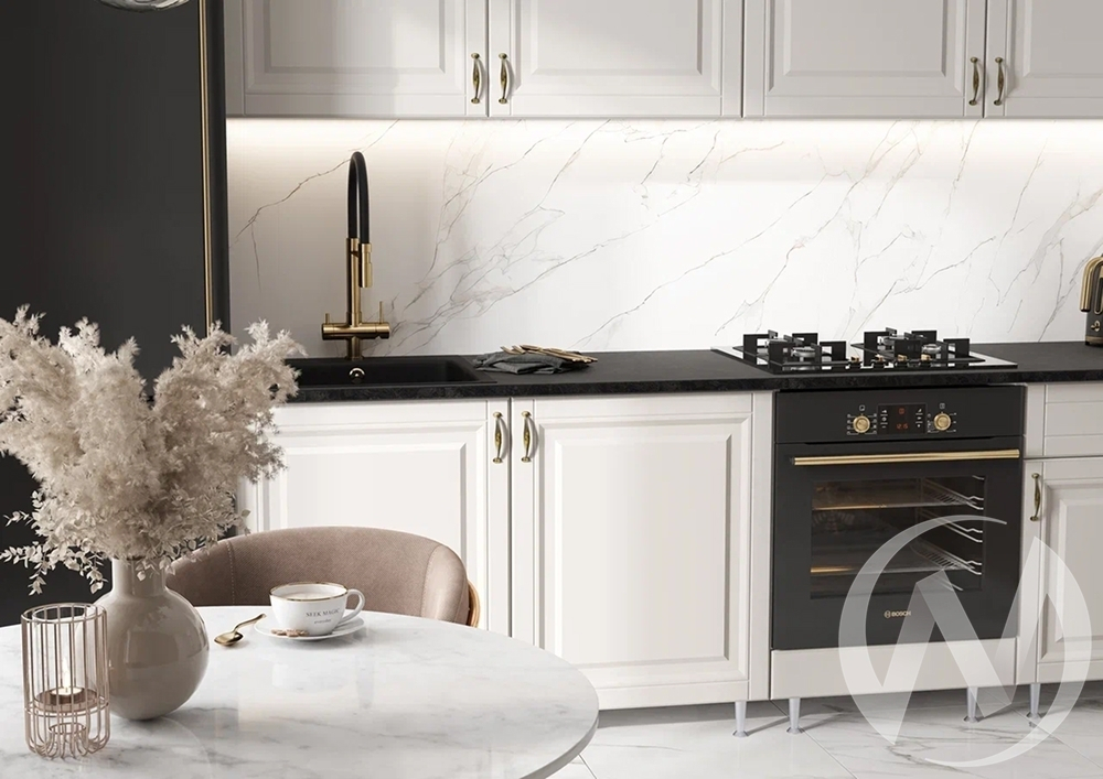 Кухня Престиж 2;4м (белый/браш лайт грей/кастилло темный)