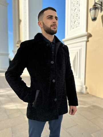 Дубленка черная кожаная