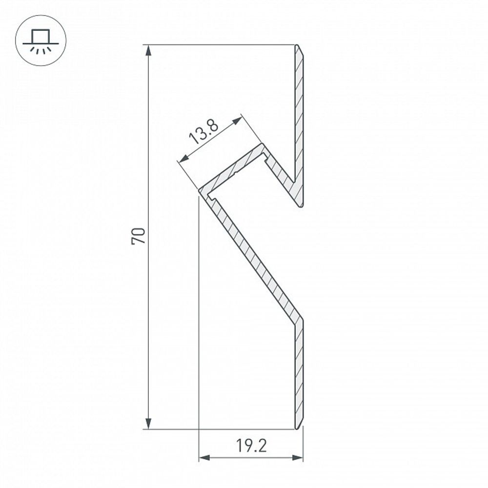 Профиль Arlight ARH-DECORE-S12-CAVE-F-2000 ANOD 023902