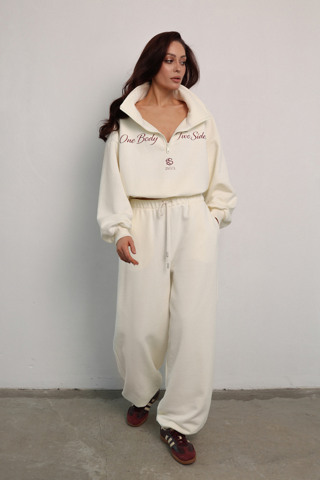 Брюки спорт кремовые