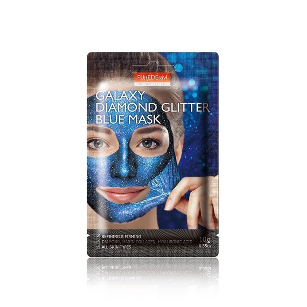 Purederm Galaxy Diamond Glitter Blue Mask укрепляющая маска - пленка (голубая)