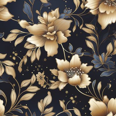 Золотые цветы на темном фоне