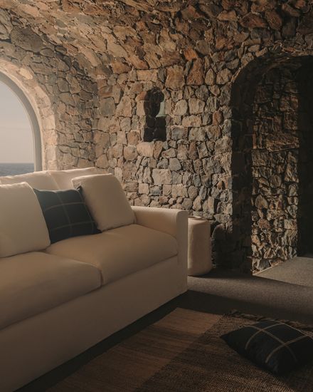 Nora Диван 4-х местный со съемным чехлом серо-коричневый из льна и хлопка