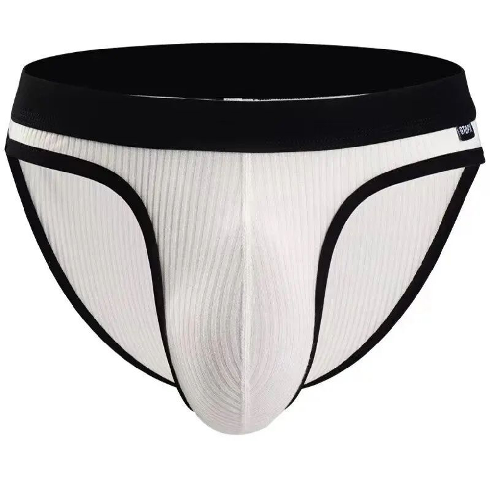 Мужские трусы-брифы в рубчик (Размер: XXXL) (Цвет: коралловый)