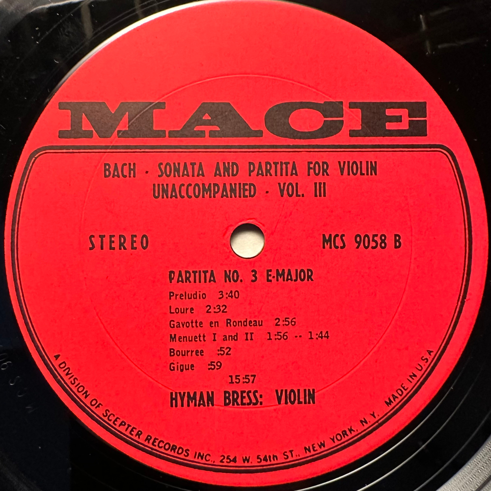 Бах - Соната и партита для скрипки без аккомпанемента Vol.III (США 1964г.)