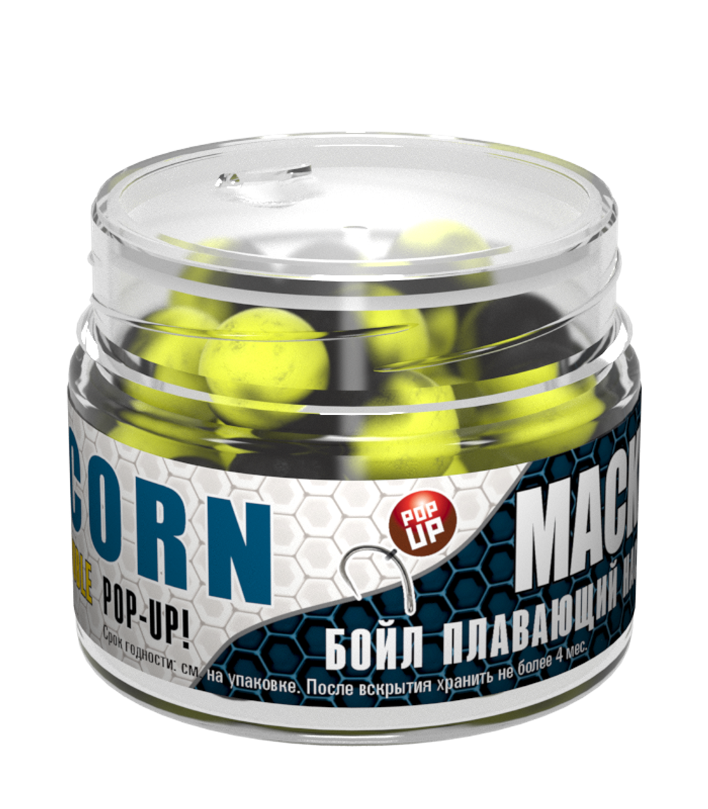 Бойлы насад. плав. двух цв. Sonik Baits CORN-MACKEREL Fluo Pop-ups 14мм 90мл
