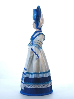 Кукла коллекционная фарфоровая Хозяюшка русском костюме в стиле Гжель